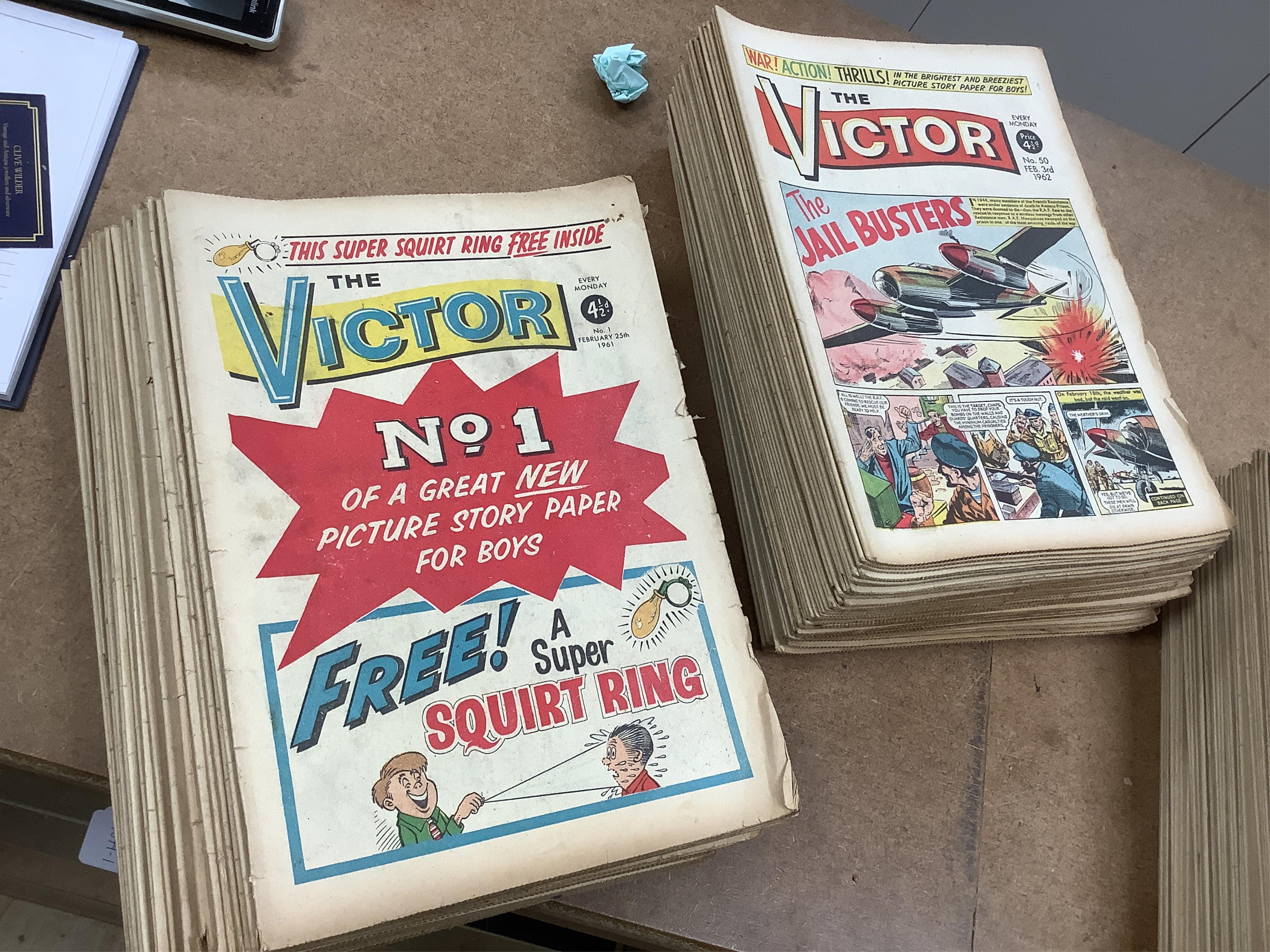 The Victor comic, issue’s from No. 1 Feb 25th 1961 (large quantity)., Condition - Mostly poor